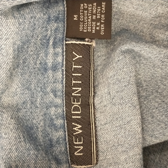 Embroidered Denim Shirt Jacket Vintage Floral Shacket 80s / 90s Blue Jean Cotton - Picture 8 of 12